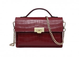 192073 CROC EMBOSSED LEATHER CLUTCH WITH HANDLE